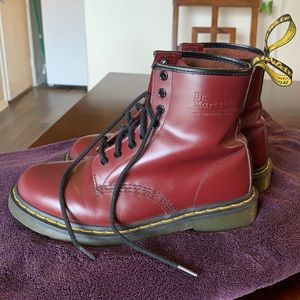 Dr. Martens 1460 Smooth Leather Lace Up Boots Red